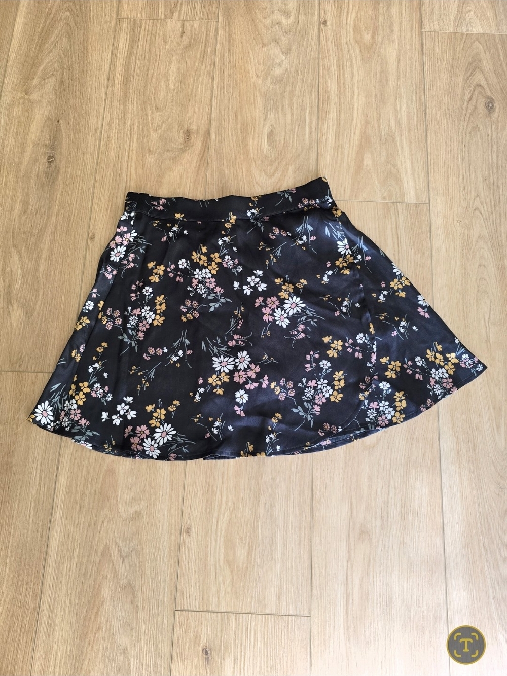 abercrombie kids Black Floral Circle Skort with Pink & Yellow Blooms 13/14